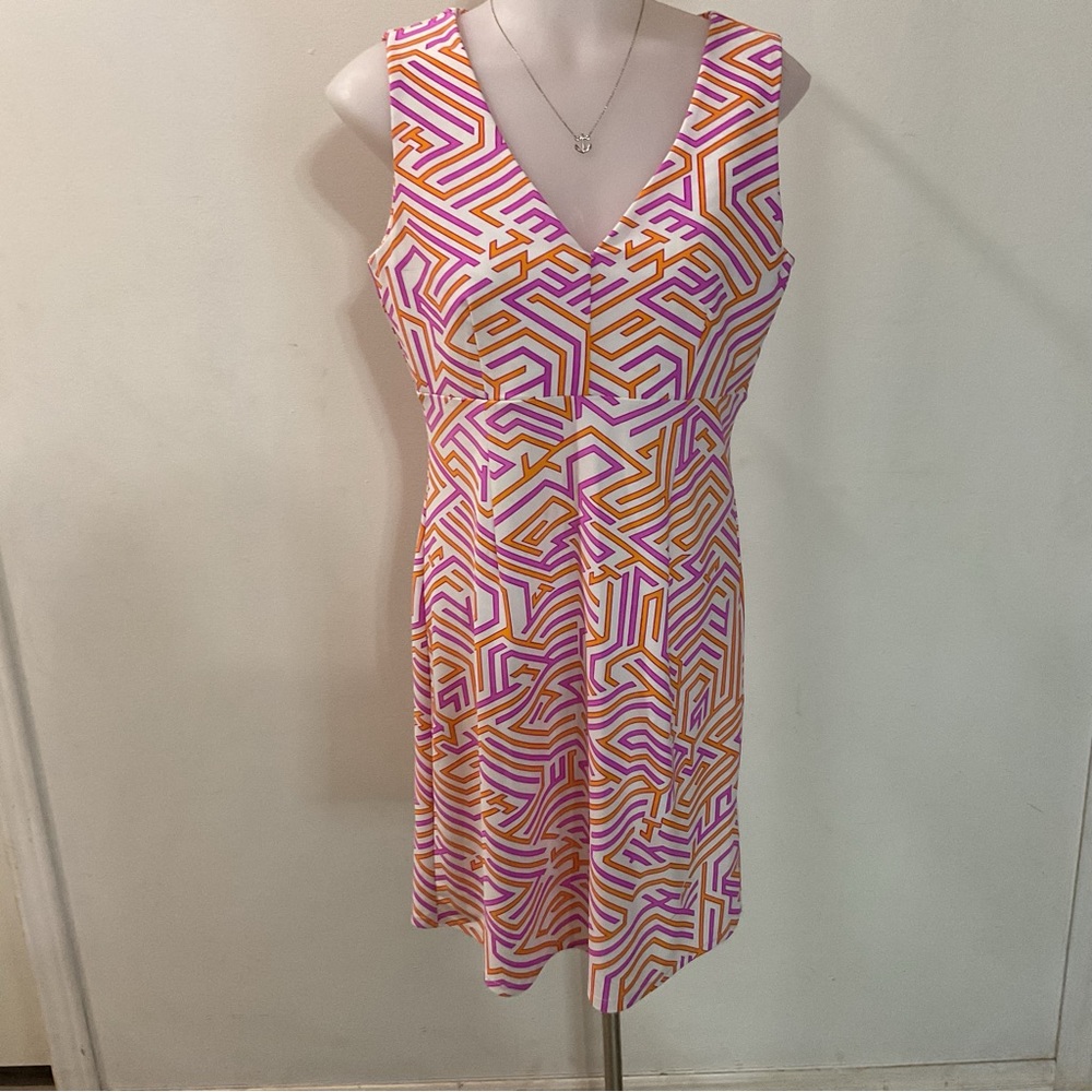 Jude Connally Naomi Geometric Pink Orange Dress Size S